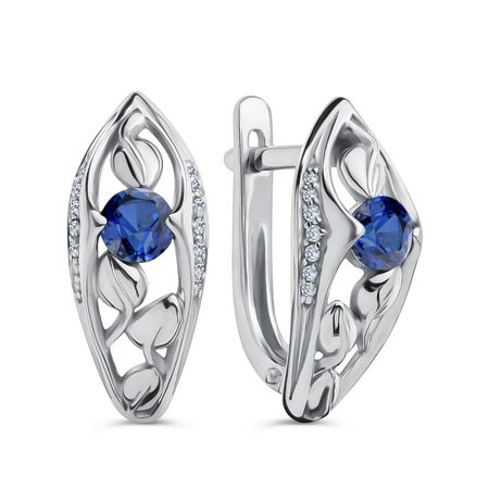 Золотые серьги с сапфирами и бриллиантами