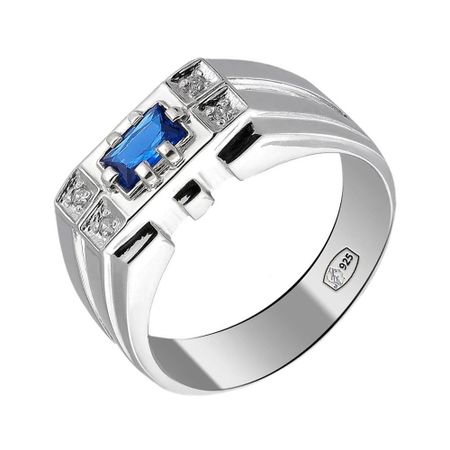 Серебряная печатка со шпинелью и фианитами