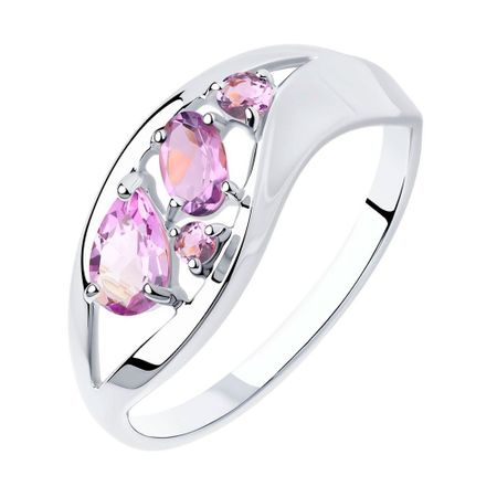 Серебряное кольцо с аметистами и родированием
