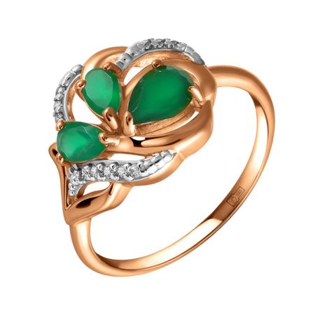 Кольцо из золота с агатами и фианитами