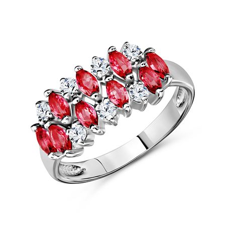 Серебряное кольцо с ювелирным стеклом и фианитами серебряное кольцо с корундом и ювелирном стеклом с фианитами