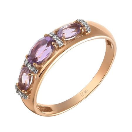 Кольцо из золота с аметистами и фианитами