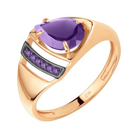Золотое кольцо с аметистом и фианитами с черным родированием наклеек suatelier с черным котом 10 шт