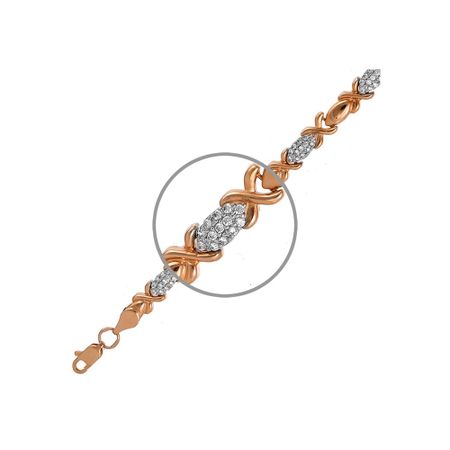 Золотой браслет Ролекс с фианитами и родированием