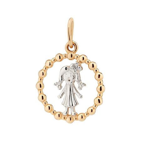 Золотая подвеска с фианитом со знаком зодиака Дева