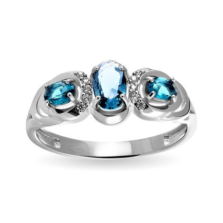 Кольцо из серебра с ювелирными кристаллами и фианитами