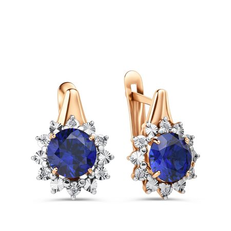 Золотые серьги с сапфирами и бриллиантами