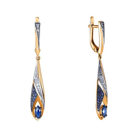 Золотые серьги с сапфирами и бриллиантами