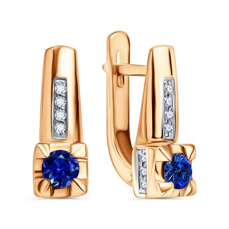 Золотые серьги с сапфирами и бриллиантами