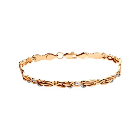 Золотой браслет Ролекс с фианитами и родированием