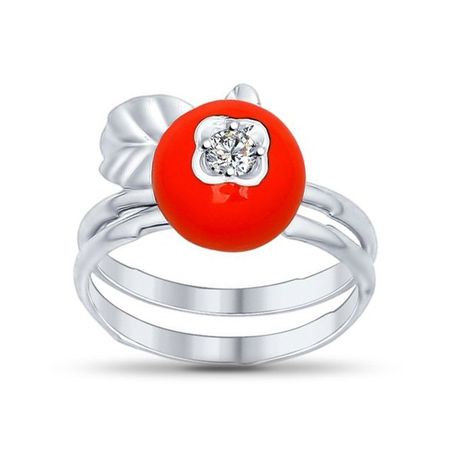 Кольцо-трансформер SOKOLOV из серебра с эмалью и фианитами