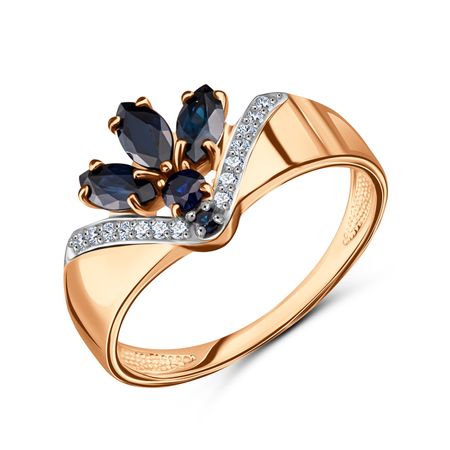 Золотое кольцо с сапфирами и бриллиантами с родированием и черным родированием наклеек suatelier с черным котом 10 шт