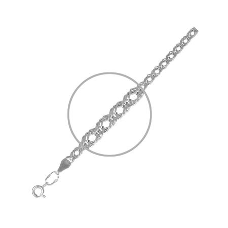 Серебряная цепочка Тройной ромб с алмазной гранью и родированием