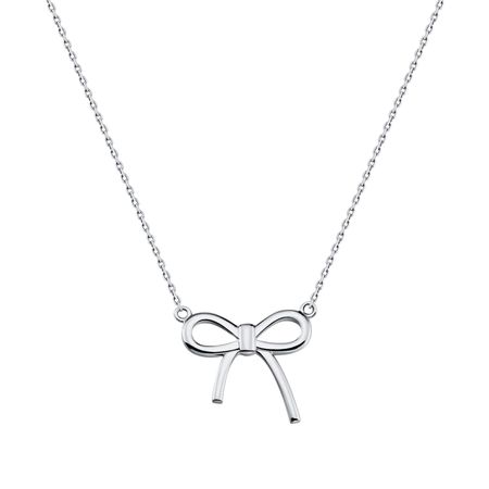 Серебряное колье Бант с родированием красный бархатный бант для елки