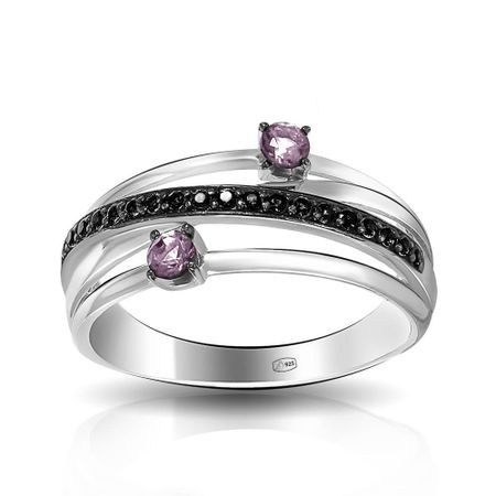 Кольцо из серебра с ювелирными кристаллами и фианитами