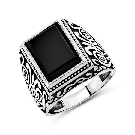 Серебряная печатка с ониксом и чернением