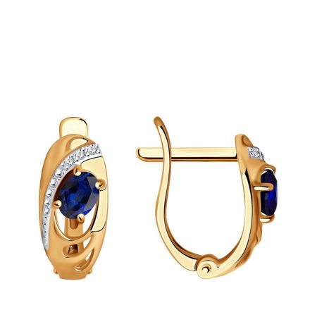 Золотые серьги с сапфирами и бриллиантами