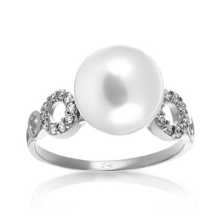 Кольцо из серебра с жемчугом SWAROVSKI и фианитами