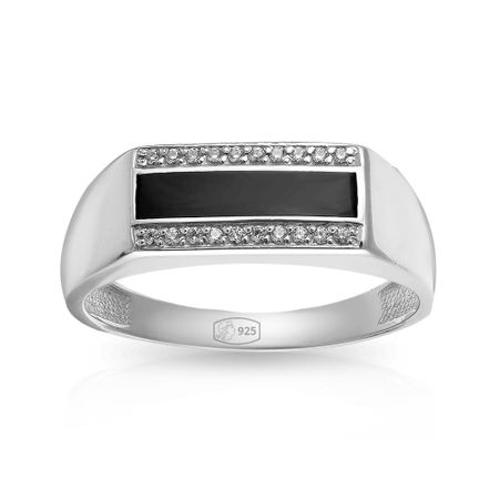 Кольцо-печатка из серебра с эмалью и фианитами