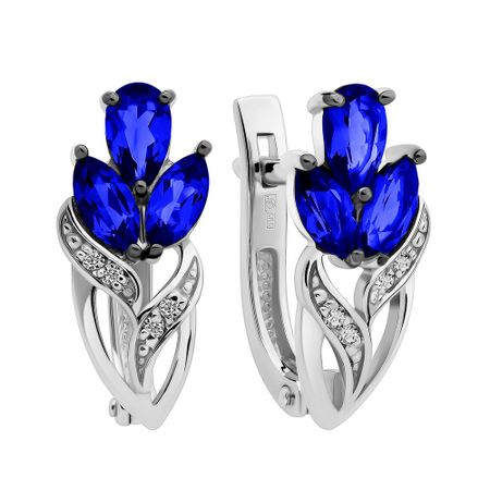 Золотые серьги с сапфирами и бриллиантами