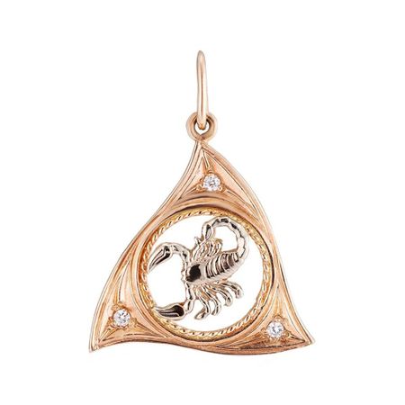Золотая подвеска с фианитами со знаком зодиака Скорпион