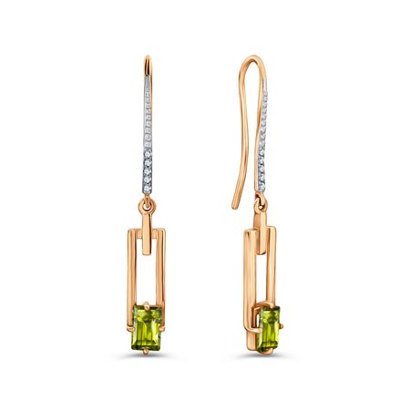 Золотые серьги с кристаллами и фианитами