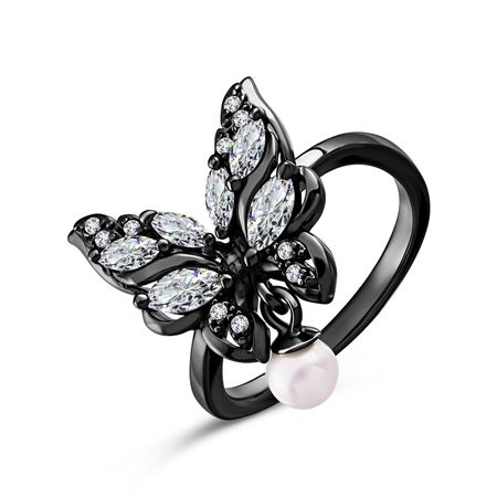 Серебряное кольцо Бабочка с жемчугом и фианитами открытка 3d бабочка moonbiffy