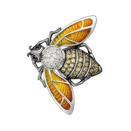 Брошь Пчела из серебра с эмалью и фианитами октавио пинтос как спит пчела удивительные факты о животных и их суперспособностях