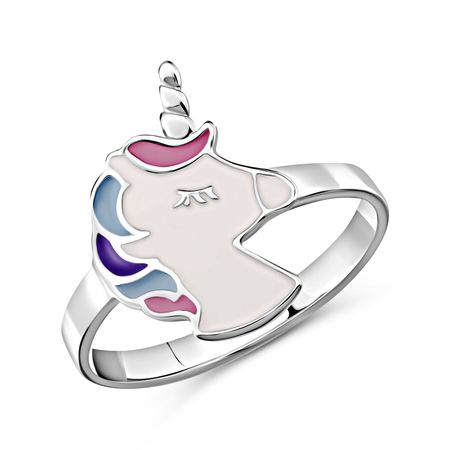 Серебряное кольцо Единорог с эмалью и родированием шкатулка овальная единорог металл 8 5х6 12 09412 03516 30