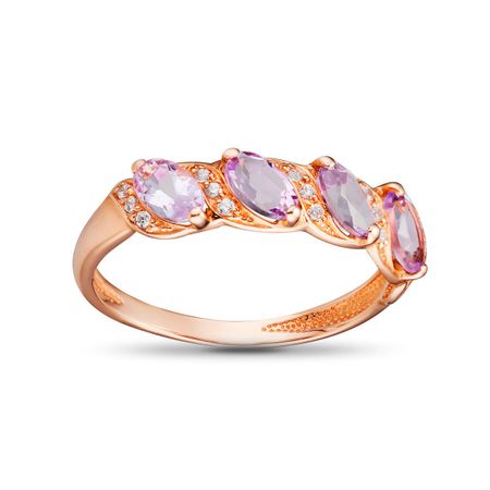 Кольцо из золота с аметистами и фианитами