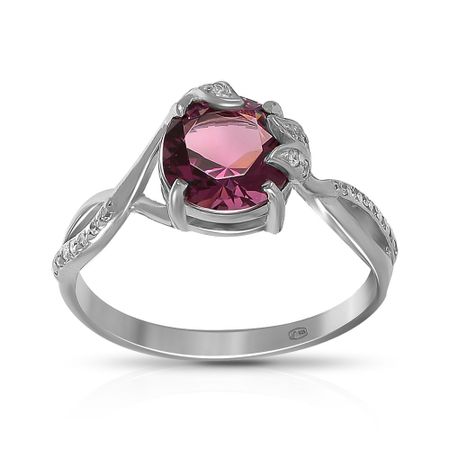 Кольцо из серебра с ювелирным стеклом и фианитами