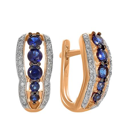 Золотые серьги с сапфирами и бриллиантами