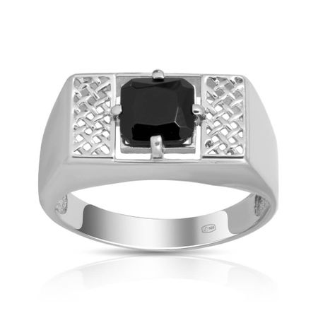 Кольцо-печатка из серебра с фианитом