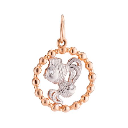 Золотая подвеска с фианитами со знаком зодиака Рыбы светящаяся статуэтка толстой рыбы из смолы