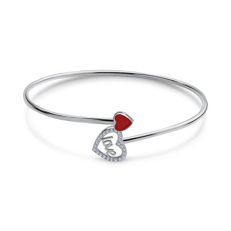 Серебряный жесткий браслет с фианитами и эмалью с родированием медицинский жесткий лапароскоп 0 30 градусов 5 мм 10 мм