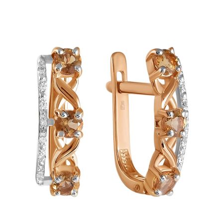 Серьги из золота с цитринами и фианитами