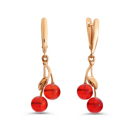 Золотые серьги с янтарем