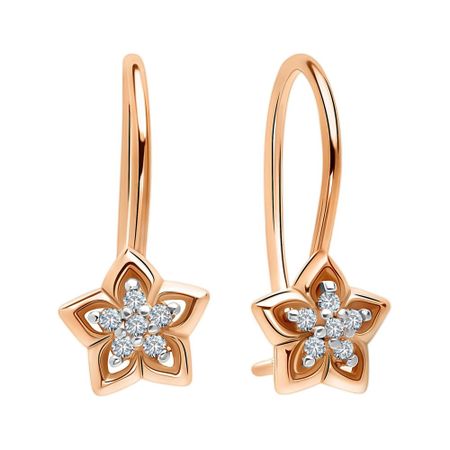 Золотые серьги со шпинелью нано и фианитами