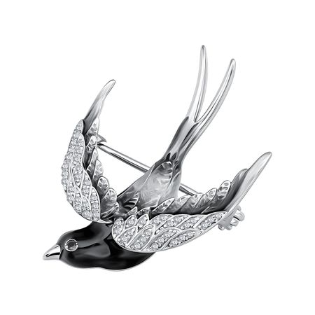 Серебряная брошь с эмалью и фианитами