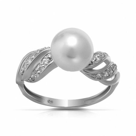 Кольцо из серебра с жемчугом SWAROVSKI и фианитами
