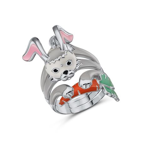 Серебряное кольцо Зайчик с эмалью и родированием лариса викторовна маврина наклейки д самых маленьких вып 47 зайчик