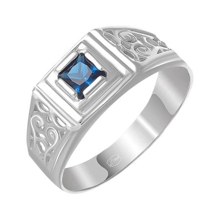 Серебряная печатка со шпинелью и родированием