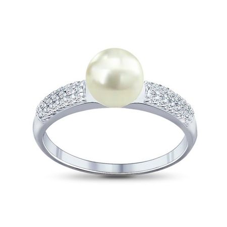 Кольцо SOKOLOV из серебра с жемчугом и фианитами
