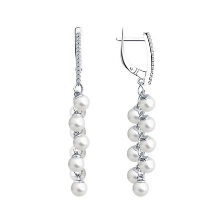 Серьги SOKOLOV из серебра с жемчугом и фианитами