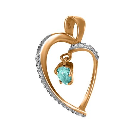 Золотая подвеска Сердце с кварцем и фианитами с родированием подвеска maxijoy сердце с оленями 11 5см красная дерево
