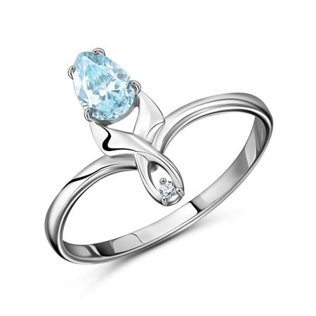 Серебряное кольцо с топазом и фианитом с родированием