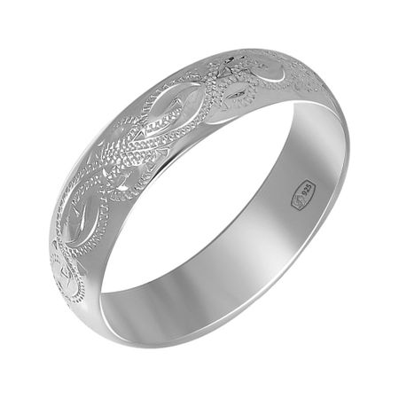 Серебряное обручальное кольцо с гравировкой