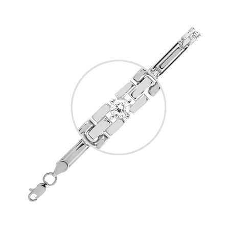 Серебряный браслет Ролекс с фианитами и родированием