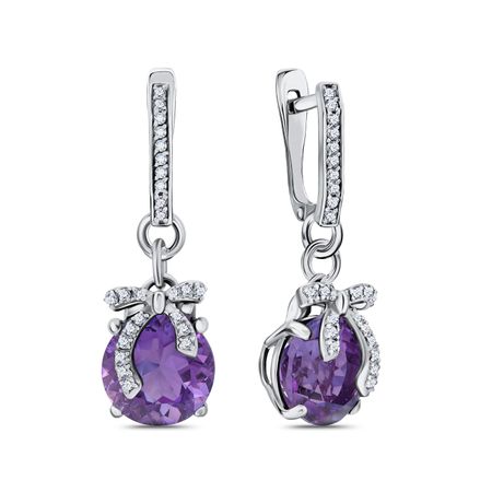 Серьги из золота с аметистами и фианитами