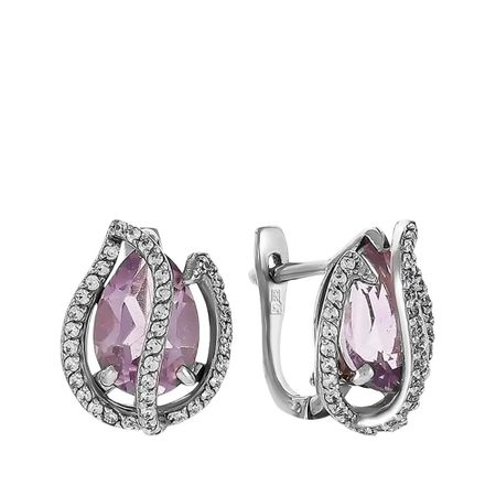 Серьги из золота с аметистами и фианитами